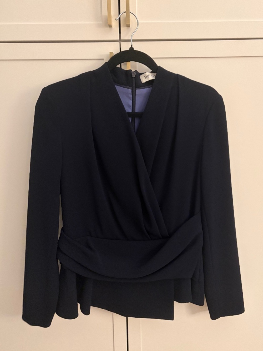 The Fold Clever Crepe Belleville Mid Sleeve Top - Navy - Size US 8